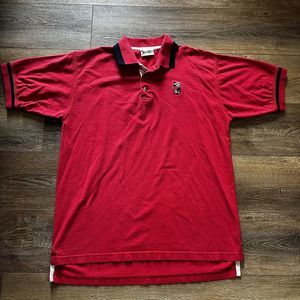 Vtg Men’s Medium Walt Disney World Mickey Mouse Red/Navy Cotton Golf‎ Polo Shirt